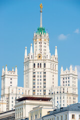 Fototapeta na wymiar One of Stalin skyscrapers in Moscow, Russia