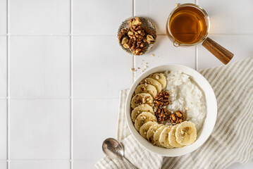 rice porridge with banana and nuts