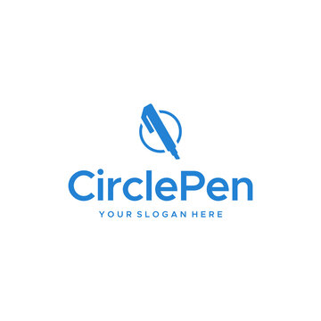 minimalist CirclePen stylograph blue logo design