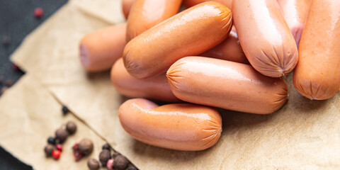 sausage mini form no meat meatless protein seitan soy wheat snack meal copy space food background  veggie vegan or vegetarian food