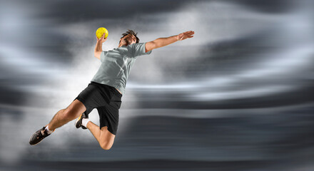 Handball player players in action
