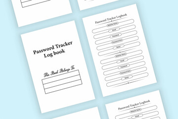 Fototapeta na wymiar Password tracker logbook KDP interior. Password tracker notebook template. Website information tracker journal. Password notebook KDP interior. KDP interior log book.