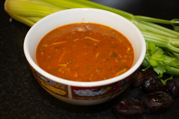 Traditional Moroccan soup - Harira. It is served for breakfast during Ramadan. Morocco