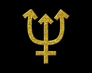 Trident, Neptune symbol Golden icon Gold Glitters logo illustration