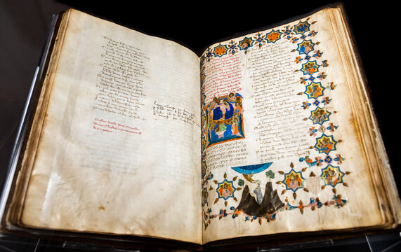 Antique manuscript sheet from Dante Divine Comedy.