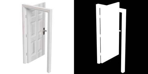3D rendering illustration of a six raised panel door