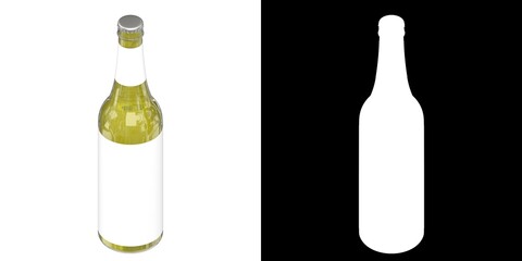 3D rendering illustration of a small beer bottle