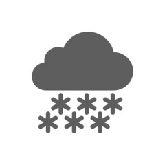 Snow icon. Cloud snow symbol isolated on white background. Vector illustration of heavy snow symbol for website, design, logo, UI, app. Weather forecast concept. Flat style graphics. Snowflakes fall.