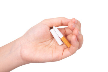 cigaret  woman hand isolated on white background