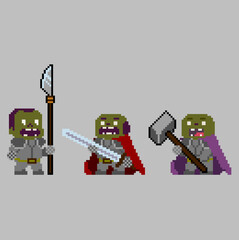 Set of pixel characters in art style