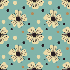Cute floral seamless pattern. Polka dot