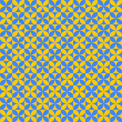 Abstract background. Colorful geometrical pattern. Modern design. Diagonal line. Square pattern. Yellow and blue flower shape on square background.