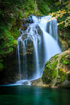 Radnova River and majestic Waterfall Sum, Vintgar Gorge, slovenia © Beautyness