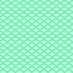 Japanese pattern green and yellow arc. Abstract circle art background. Wave inspiration classic retro style, Cloth design in green and yellow curve line. Oriental pattern. Multicolor background.