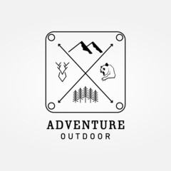 Emblem of adventure logo line art minimalist design icon illustration