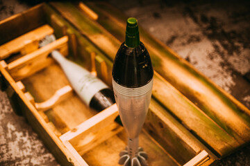 The model of the mortar mine in the ammunition box.