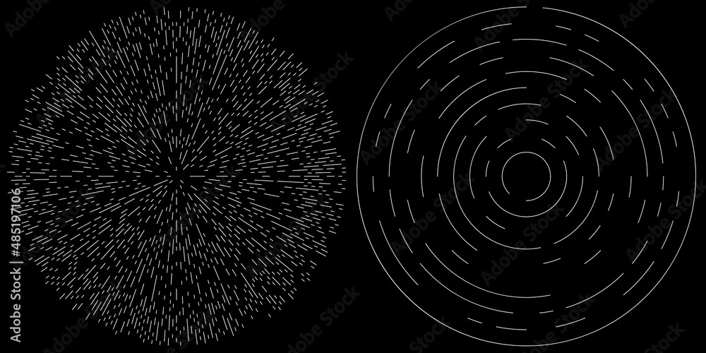 Poster radial, radiating circular, concentric lines vector element