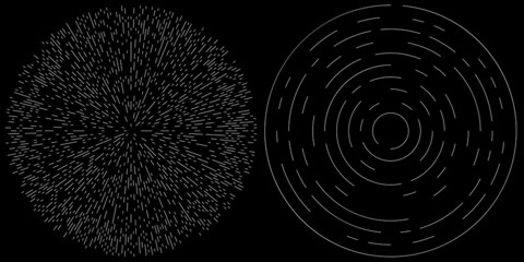 Radial, radiating circular, concentric lines vector element © Pixxsa