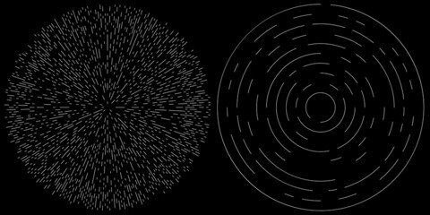 Radial, radiating circular, concentric lines vector element