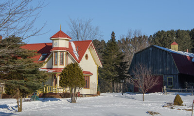 A Typical Canadian house in the cold Quebec winter