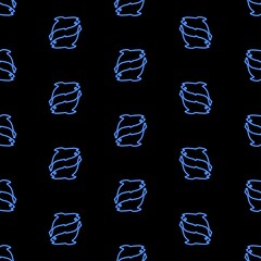 Pisces symbol seamless pattern, bright vector illustration on black background.