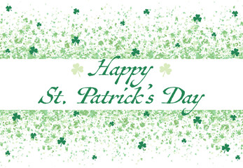 A green glitter confetti border with shamrocks and Happy Saint Patrick's Day on white
