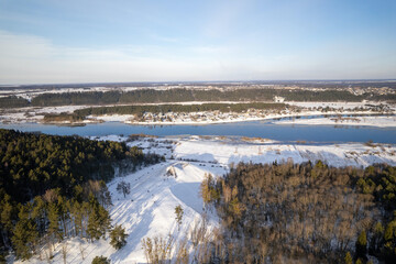 Winter river of Nemunas in Lithuania