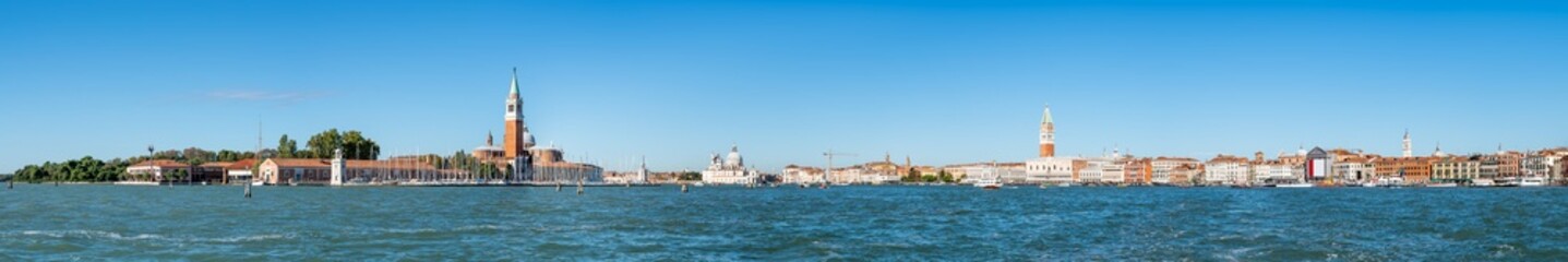 Fototapeta na wymiar Panoramic view of the Venetian Lagoon and Venice skyline