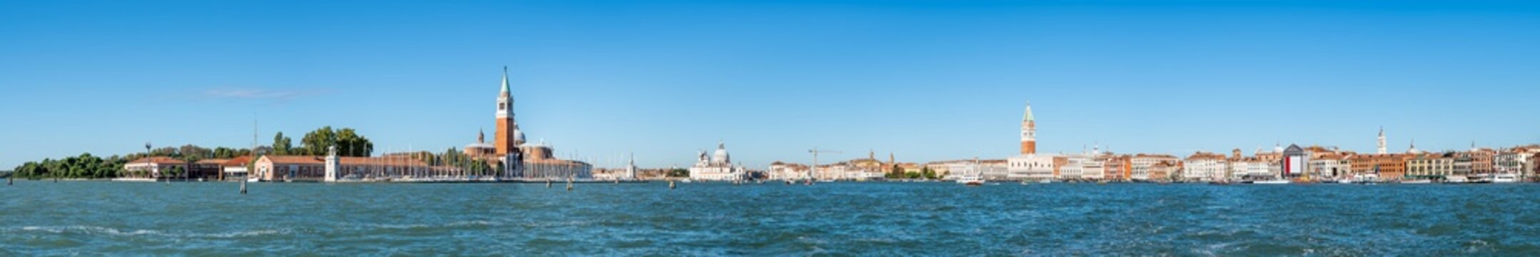 Panoramic view of the Venetian Lagoon and Venice skyline