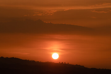 Welsh Valley Sunset Wide Orange Sky