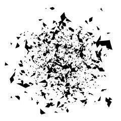 Abstract random scattered shape. Explosion, broken glass, fragments and rupture illustration, pattern - 485205311