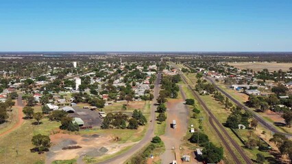 Downtown of Nyngan remote rural community in Australian outback 4k.
