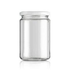 Glass jar isolated on white background with