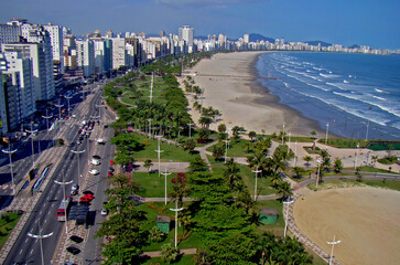 Praia do Itarare em Sao Vicente e Praia Jose Menino em Santos. Sao Paulo.