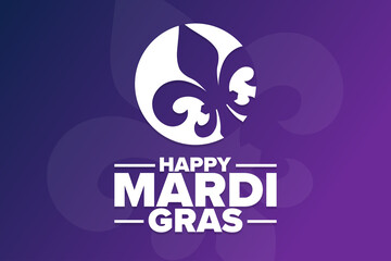 Happy Mardi Gras. Holiday concept. Template for background, banner, card, poster with text inscription. Vector EPS10 illustration. © bulgn
