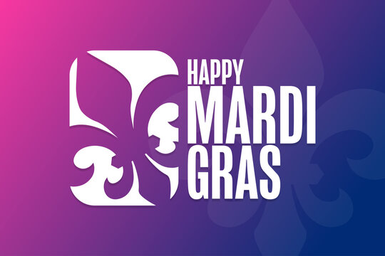 Happy Mardi Gras. Holiday concept. Template for background, banner, card, poster with text inscription. Vector EPS10 illustration.