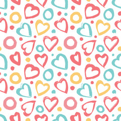 Seamless background with bright hearts.