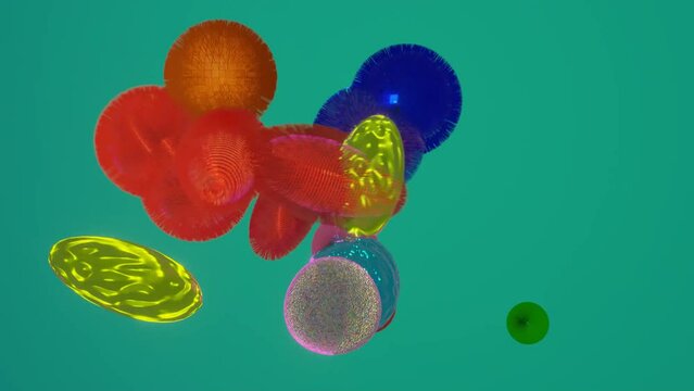 Célula colorida na água, animação abstrata