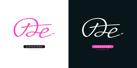 DE Initial Logo Design with Elegant Handwriting Style. DE Signature Logo or Symbol for Wedding, Fashion, Jewelry, Boutique, Botanical, Floral and Business Identity. Feminine Logo