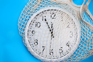 Five minutes to ecological disaster concept. A call for being eco-friendly conscious consumers. Zero waste shopping