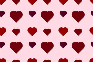 Seamless pattern of red hearts.  Valentine's Day in a seamless background