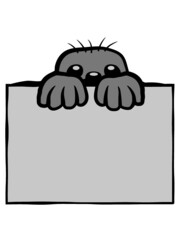 Maulwurf zeigt Schild 