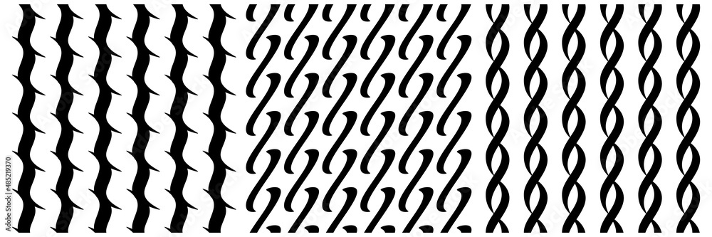 Aufkleber set of 3 seamless pattern, texture vector