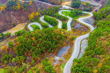 Autumn road photos taken by drone  © Trendistudio