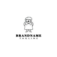 fat cartoon character logo template icon design black vector illustration