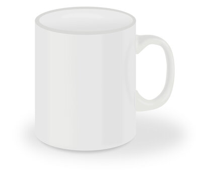white mug mock up on white print on demand template