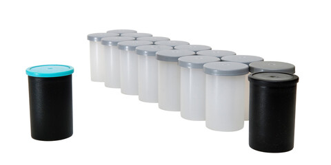 Plastic containers for storing photographic film