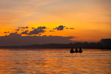 Sunset on the shores of Puerto Nari&ntilde;o, Amazonia, Colombia.