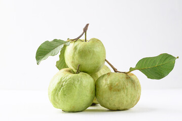 Fresh organic guava fruit on white background, Tropical fruit