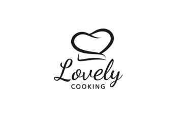 love Chef  cooking logo design Vector